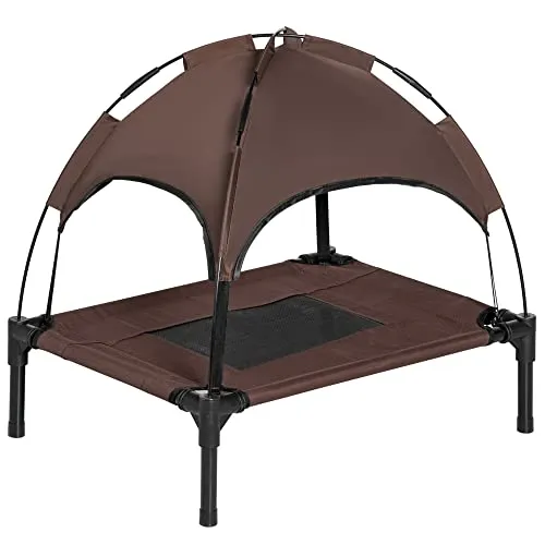 PawHut Tierbett Hundeliege mit Baldachin in braun von PawHut