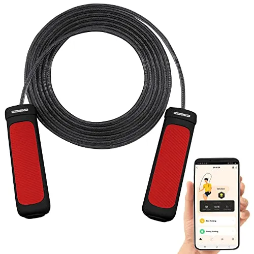 PEARL Sports High-Speed-Seil: Smartes Kugellager-Springseil, Bluetooth, App, Herzfrequenz-& G-Sensor (Springseil mit Herzfrequenzsensor, mit Zähler, Band)