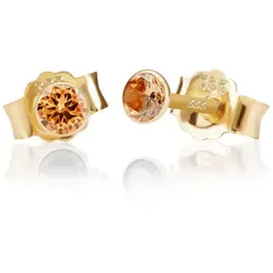 NKlaus 333 Gelb Gold Ohrstecker mit Zirkonia - Elegante 3,5mm Ohrstecker aus 8 Karat Gelbgold mit funkelndem Champagne Zirkonia, ideal für Damen und Mädchen, perfekt für besondere Anlässe.