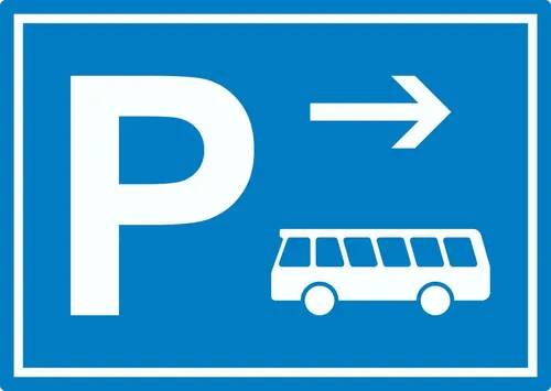 HB-Druck Aufkleber Bus Reisebus Parkplatz Aufkleber mit Richtungspfeil rechts waagerecht, wetterfest, UV-beständig, kratzfest