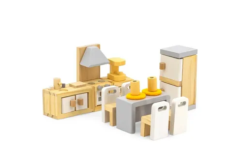 TikTakToo Puppenhausmöbel Schlafzimmer, Kinderzimmer, Küche, Bad, Wohnzimmer für Biegepüppchen