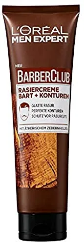 L'Oréal Men Expert Barber Club Rasiercreme, für Bart-Konturen, akkurate und präzise Rasur, mit Zedernholzöl (1 x 150 ml)