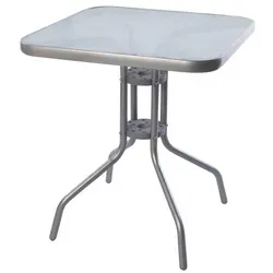 INDA-Exclusiv Bistrotisch 60x60cm - Witterungsbeständiger Glastisch - Gartentisch aus pulverbeschichtetem Metall mit eleganter geriffelter Glasplatte. Ideal für Innen- und Außenbereiche, wie Balkon oder Terrasse. Robuste Standfüße sorgen für Stabilität.