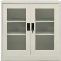 vidaXL Büroschrank Aktenschrank aus Stahl, 90x40x90cm - Robuster Büroschrank mit 2 verstellbaren Einlegeböden und Schloss, ideal für die sichere Aktenaufbewahrung. Das moderne Design mit gehärtetem Glas passt perfekt in jedes Heimbüro.