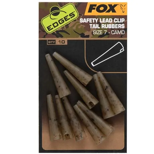 Fox Edges Camo Size 7 Lead Clip Tail Rubbers - 10 Leadclips, Bleiclips, Angelzubehör zum Karpfenfischen