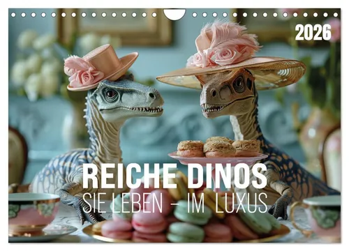 Petra Zarre | Reiche Dinos - Wandkalender 2026 - Kalender mit 14 eindrucksvollen Bildern, der die Vorstellung lebendiger Dinos im Luxus zeigt. Ideal für Dinosaurier-Fans und kreative Köpfe!