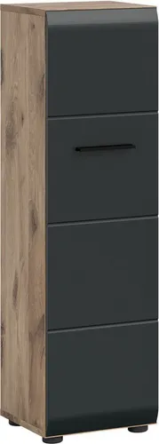 Stauraumschrank WELLTIME in Nox Oak NB, Schwarz Matt