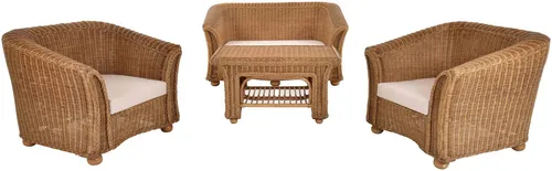 Krines Home Sitzgruppe Rattanset Vita für 4 Personen - Elegante 4-teilige Rattan Garnitur für den Wintergarten oder Garten. Robuste Materialien und ansprechendes Design sorgen für hohen Komfort und lange Freude. Lieferung erfolgt per Spedition.