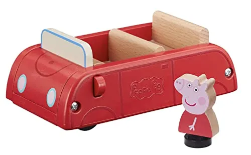 Peppa Pig Wooden Red Car, Push Along Vehicle, Imaginative Play, Preschool Toys, fsc Certified, Sustainable Toys, Gift for 2-5 Years Old