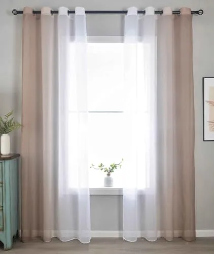 Modena Gardinen Vertikal Farbverlauf Transparent 2er Pack in braun von Gardinenbox