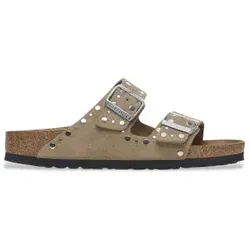 Birkenstock für Damen. 1029390 Sandalen aus Leder Arizona Rivet (Schmale Passform) braun (42), Wohnung, Keine, Lässig, Taupe