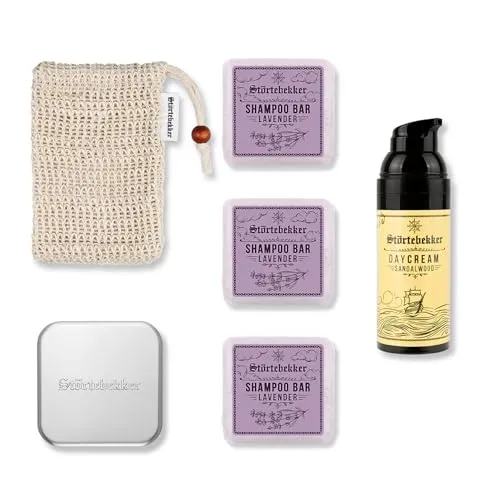 Störtebekker® Dusch Routine Set - 3 x festes Shampoo (Lavendel) - Erlebe Wellness für deine Haare mit unserem Dusch Routine Set! Enthält 3 feste Shampoos und ein Sisalsäckchen für besten Schaum. Ideal für tägliche Pflege und umweltfreundlich verpackt.