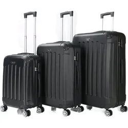 3-teiliges Hartschalen Trolley Set Reisekoffer Schwarz