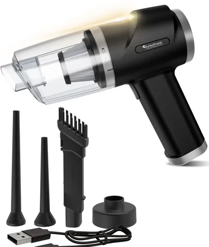 Akku Staubsauger 5KPA Handstaubsauger mit 47k RPM Gebläse 2 Stufen kabellos 0,15 L beutellos Fugendüse Akku Staubsauger kabellos für Auto Büro Haus Schwarz