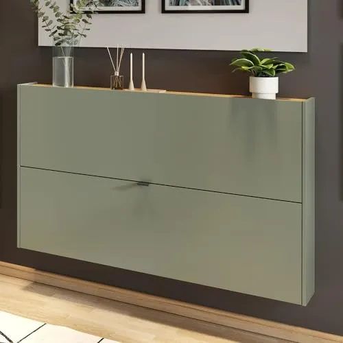 Lomadox Flurschrank Schuhschrank 140cm in Grün in grün von Lomadox