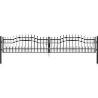 vidaXL Zauntor mit Speerspitzen Schwarz 406x120 cm - Gartentor aus pulverbeschichtetem Stahl, rost- und korrosionsbeständig, bietet hohe Sicherheit und ist ideal für den eleganten Eingang zu deinem Garten.