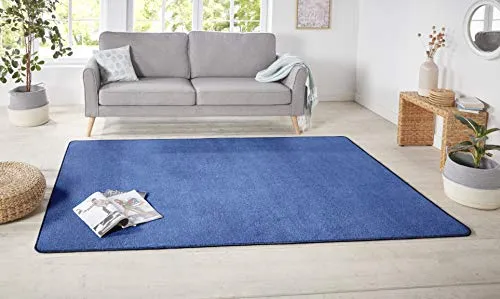 Hanse Home Nasty Läufer – Flauschiger Kurzflor Teppich Uni Blau 80x150cm - Teppich für Esszimmer, Wohnzimmer, Flur, Schlafzimmer und Küche. Strapazierfähig, pflegeleicht und ideal für alle Unterböden, sogar Fußbodenheizung geeignet.