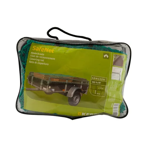 Kerbl Abdecknetz 2,5 x 4m - Sicher und vielseitig - Anhängerplanen & Anhängernetze, geflochtenes Polypropylen mit 30mm Maschenweite, ideal für sichere Abdeckung von PKW-Anhängern und Containern.