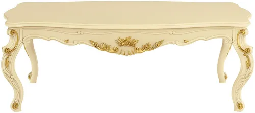 Designer Couchtisch Beistelltisch in Weiß - Moderner Art déco Couchtisch aus Holz, Maße: 129,5 x 68 x 50 cm, ideal für stilvolle Wohnzimmergestaltung, keine Montage erforderlich.