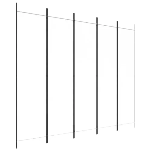 vidaXL Paravent 5-TLG. - Raumtrenner und Sichtschutz, 250x200cm, atmungsaktiv und platzsparend klappbar in Weiß