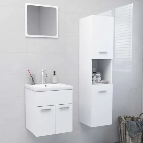 Maison Exclusive Badmöbel-Set Weiß Holzwerkstoff