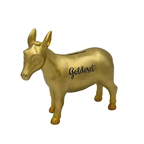 Geschenkestadl Spardose Goldesel Sparbüchse Esel Gold, B:20cm H:18,5cm T:7,5cm, 3053937