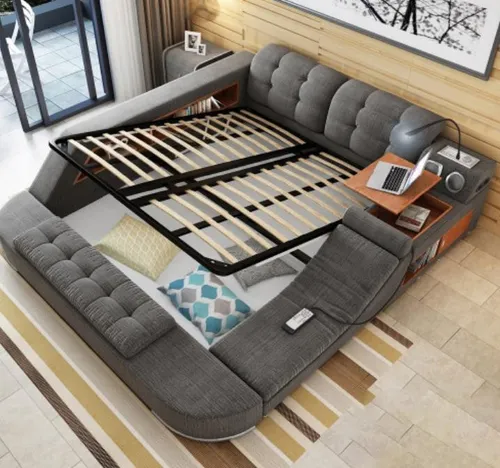 Design Bett mit Massagefunktion und USB-Anschluss