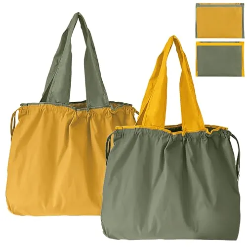 GFYFYZ Einkaufstasche Faltbar Große Wiederverwendbare Einkaufsbeutel Waschbar Shopping Bag Tragetasche mit Kordelzug und Henkel Tragbare Einkaufstaschen für Einkaufen und Travel Outdoor Camping