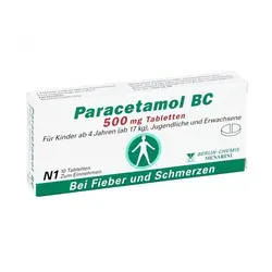 Paracetamol BC 500mg Tabletten 10 ST - Arzneimittel zur Linderung von leichten bis mäßig starken Schmerzen und Fieber, ideal für die schnelle Unterstützung bei Beschwerden.