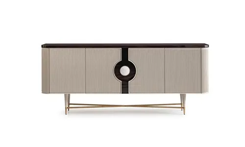 Beige Holz Sideboard Anrichte im Luxus Design - Modernes Sideboard für Esszimmer und Wohnzimmer, gefertigt aus Holzfurnier mit abgerundeten Kanten. Mit 237 x 50 x 97 cm bietet es viel Stauraum und fügt sich stilvoll in jedes Ambiente ein.