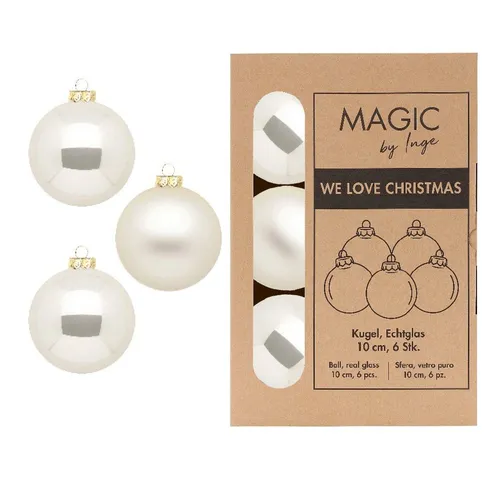 MAGIC by Inge Weihnachtsbaumkugel 10cm - Champagner, 6 Stück - Weihnachtskugeln aus Glas, 10 cm Durchmesser, in edlem Champagner-Ton. Perfekt zum Dekorieren von Weihnachtsbaum und Festtagstafel, in nachhaltiger Kartonbox mit Trennwänden.