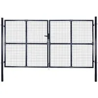 vidaXL Gartentor Mesh-Gartentor aus verzinktem Stahl 289 x 200 cm - Gartenzäune aus robustem, verzinktem Stahl in Grau, ideal für Sicherheit und Stil in Ihrem Garten.