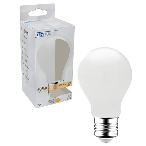 LED´s light LED Filament A60 Birne 7W = 60Watt E27 matt 806lm warmweiß 2700K
