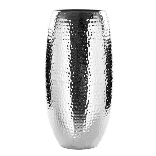 Fink Dekovase AFRICA - Handgefertigte Tischvase aus Metall - Vase aus vernickeltem, gehämmertem Eisen, Höhe 40 cm, Ø 21 cm, pflegeleicht und ideal für stilvolle Dekoration in jedem Raum.
