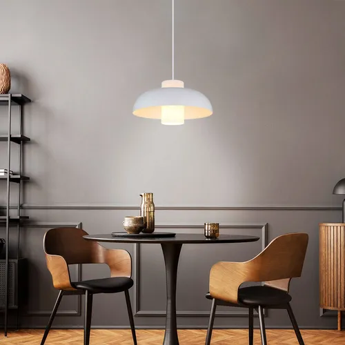 Hängeleuchte Pendellampe Weiß Rund – Stilvolle Esszimmerlampe - Lampen | Elegante Hängeleuchte aus Metall und opalem Glas, ideal für moderne Wohnräume. Mit einer Höhe von 120 cm sorgt sie für eine ansprechende Beleuchtung.