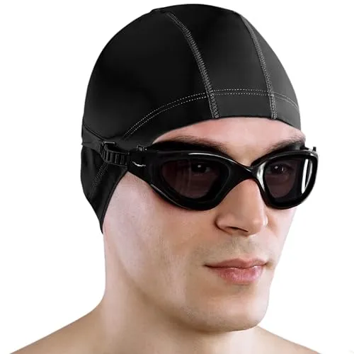AqtivAqua Polarisiert Schwimmbrille Herren Damen Schwimmbrillen Erwachsene Kinder DX-P (Voll Schwarz, Polarisiert)