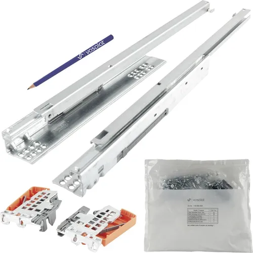 Blum Tandem Teilauszug Set, Schubladenauszug 600mm Blumotion mit praktischer Blum Kupplung, Schubladenführung Tragkraft 30kg - 1 Paar Schubladenschienen mit Kupplung