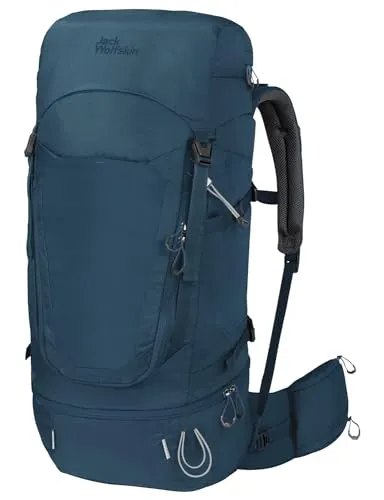 Jack Wolfskin Herren Highland Trail 55+5 Rucksack - Wanderrucksack für Mehrtagestouren mit höhenverstellbarem Tragesystem für optimale Lastenübertragung, aus wiederverwerteten Materialien und bluesign-zertifiziert.