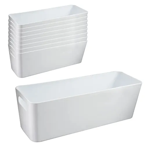 9X Ordnungsbox - 10 cm hoch - Weiss - für Flaschenregaleinsatz Würfelregal - 30x10x10cm - 2 Liter - Ordnungskorb - Organizerbox - Ordnungssystem Kunststoff - Aufbewahrung 11