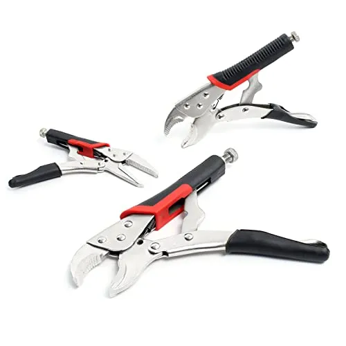 XPOtool 3 teiliges Gripzangen-Set mit Klemmzangen 175/250 mm und Langbeckzange 125 mm, Feststellzangen aus Carbonstahl mit Handgriff und Lösehebel