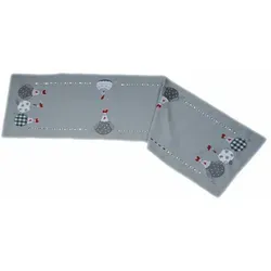 texpot Tischdecke Tischläufer Stickerei verrückte Hühner Ostern (1-tlg) grau quadratisch | 40 cm x 140 cm