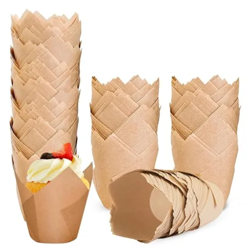 Stück Muffinförmchen Papier–Muffins Papierförmchen für Hochzeit & Party | Natürliches Ungebleichtes Cupcake Formen Papiers, Standardgröße Backförmchen Papier 200
