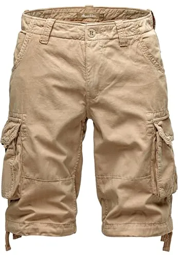 Amaci&Sons Herren Cargoshorts Männer Kurze Bermuda Hose Regular Fit 7034 Beige W32