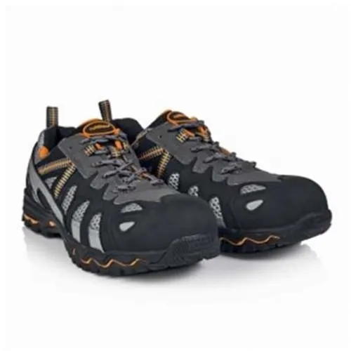 RUNNEX® S1 Sicherheitshalbschuhe LightStar schwarz/grau/orange, Gr. 40 - Sonstige Kategorie: Leichte und stylische Sicherheitsschuhe der Sicherheitsklasse S1, ideal für Industrie und Handwerk mit optimalem Tragekomfort und rutschfester Gummisohle.