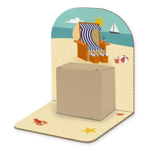 itenga Geldgeschenk Basic I Motiv Strandkorb I Mitbringsel I Gutschein I Geschenkverpackung zum Aufstellen inkl. Geschenkbox