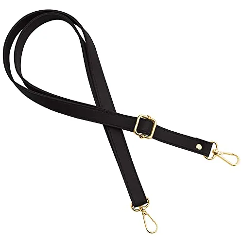 Gurt Band Schulterriemen für Damen Taschen Handtasche - Schwarz - Farbe Metallteile Gold - Länge verstellbar 70-128 cm - Breite 1,8 cm - Schultergurt Umhängetasche Trageriemen Riemen Umhängegurt