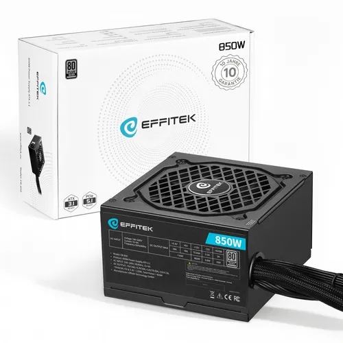 800W ATX 3.1 Netzteil für PCIe 5.1 GPU - 10 Jahre Garantie - Netzteil der Kategorie ATX 3.1 mit 850W Leistung, ideal für leistungsstarke GPUs. Hervorragende Qualität mit 10 Jahren Garantie und automatischer Spannungsregulierung.