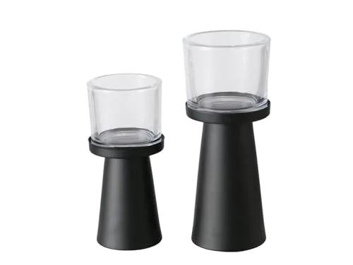 BOLTZE Pius Windlicht schwarz 19-23cm 2tlg in schwarz von BOLTZE