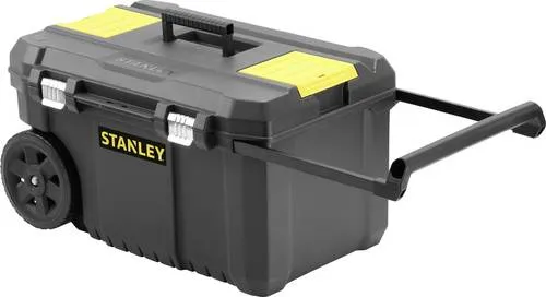 Stanley Essential Mobile Montagebox 50 L - Werkzeugkasten mit 50 L Volumen, stabilen Metallverschlüssen und robusten Rädern für einfachen Transport von bis zu 40 kg.