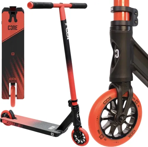 CORE CD1 Stunt Scooter - Freestyle Park Roller für Kinder - Robuster Stunt Scooter in Schwarz/Rot mit 78cm Lenkerhöhe und nur 3,6kg Gewicht, ideal für Tricks und Abenteuer im Skatepark.